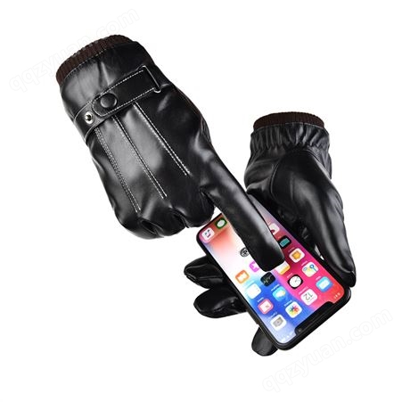 新款冬皮男士手套 加绒加厚户外开车摩托车 保暖手套触屏