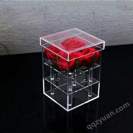 方形带盖亚克力永生花盒 可储水 有机玻璃制品盒子可定制