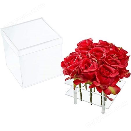 方形带盖亚克力永生花盒 可储水 有机玻璃制品盒子可定制