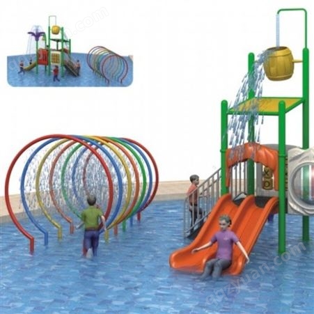 户外儿童乐园彩虹圈喷水生产水上乐园卡通小品滑梯喷水设备