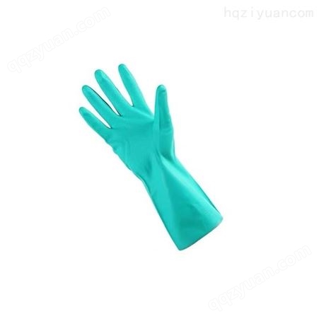 绿色丁青家务手套橡胶绒里防化工业防水耐酸碱手套nitrile gloves